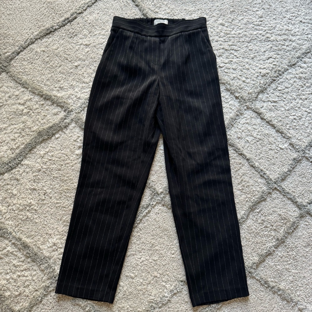 Babaton trousers pants pull on  Black white pinstripe Elastic Waist Pants 00